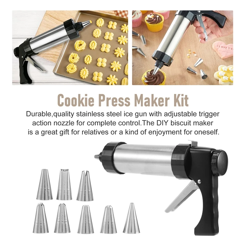 Cookie Press Maker Kit para fazer biscoitos, Molde do bolo, Biscuit Press Machine, Sobremesa Decoração Ferramenta