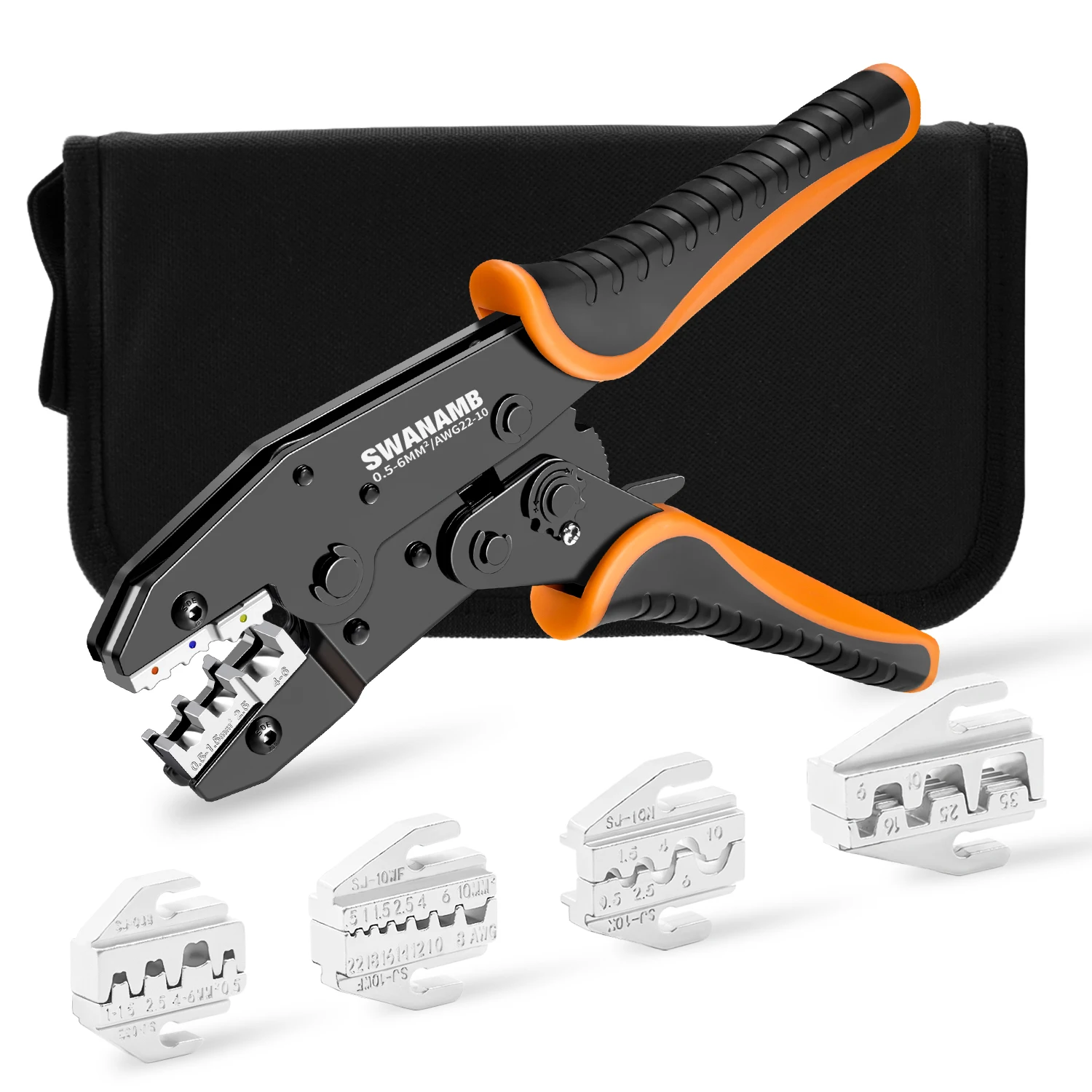 

HS-30J Ratchet Connectors Crimping Tool Kit, Wire Crimping Pliers with 10N/10WF/35WF/03B Jaws Crimp Ferrule/Insulated Terminals