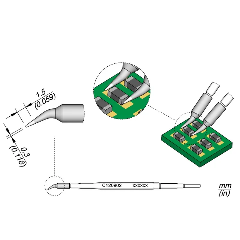 Punte originali per saldatore JBC C120-004 C120-902 per pinzette AM120 e stazione di saldatura per rilavorazione di precisione al CP-2HQF