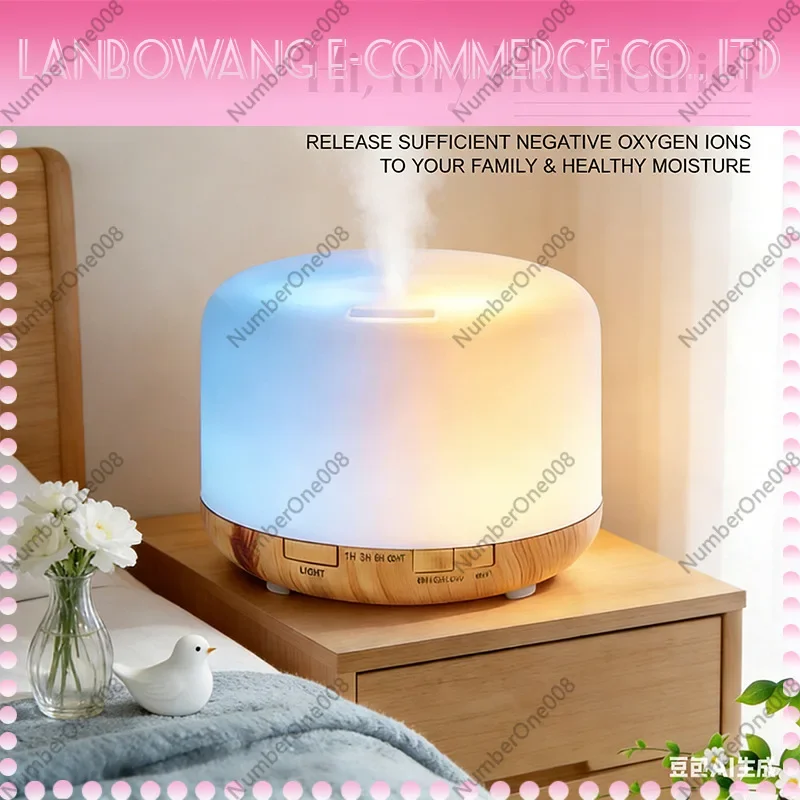 Wood Grain Aromatherapy Essential Oil Diffuser Silent Ultrasonic Humidifier with Night Light for Home
