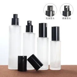 1pcs 30ml 40ml 60ml 80ml 100 120ml Frosted Cosmetic Glass Bottle For Perfume Lotion Toner 20g 30g 50g Cream Jar with Black Lid