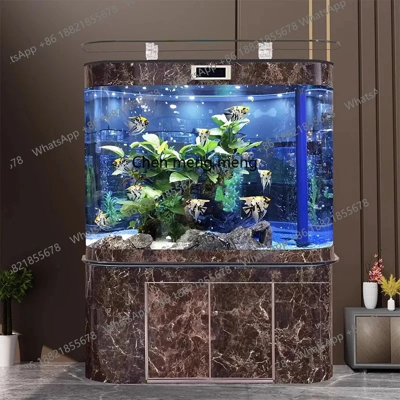 H Living room household small and medium-sized, double round wall large bottom filter ecological landscaping Jinlong fish tank