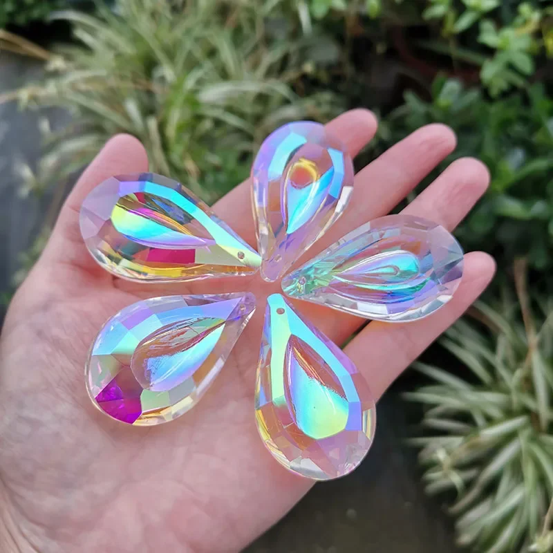 Rainbow Maker Crystal  Prisms Suncatcher Hanging Pendant Chandelier Prism Parts Beads Chain Accessories Home Wedding Decoration