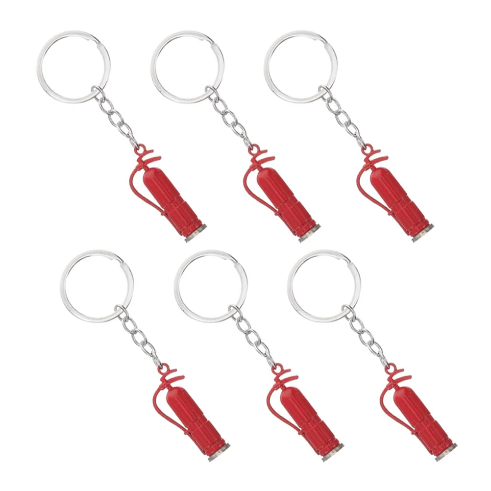 6pcs Firefighter Keychain Decor Alloy Keyring Stylish Keychain Extinguisher Keychain Firefighter Keyring Pendant Hanging Firefig