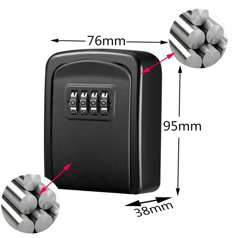 Wall-mounted Key Safe Weatherproof No. 4 Combination Key Storage Lock Box Indoor and Outdoor Password Key Box Key Lock Box