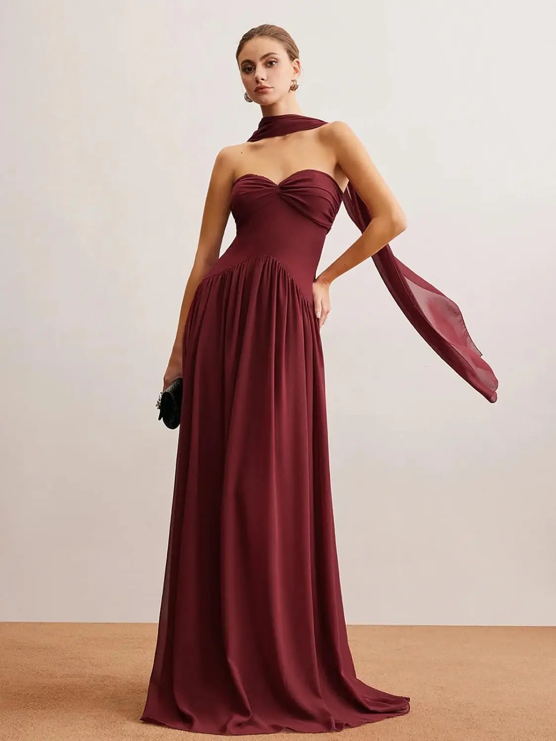 Vestidos de dama de honor con corsé plisado, vestido largo de gasa para mujer, vestido de noche Formal, vestido de fiesta elegante para mujer 2025