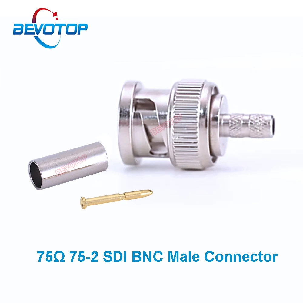 

10pcs/lot 75Ω BNC-J 75-2 Q9 BNC Male Plug Crimp Connector 75 ohm Video HD SDI BNC Connector BEVOTOP RF Coaxial Wire Connectors