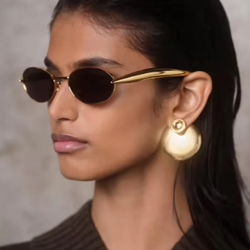 Radfahren 1/3 stücke Metall Kleine Oval Sonnenbrille Frauen Vintage Marke Designer Hohe Qualität Sonnenbrille Weibliche Trends Shades Brillen