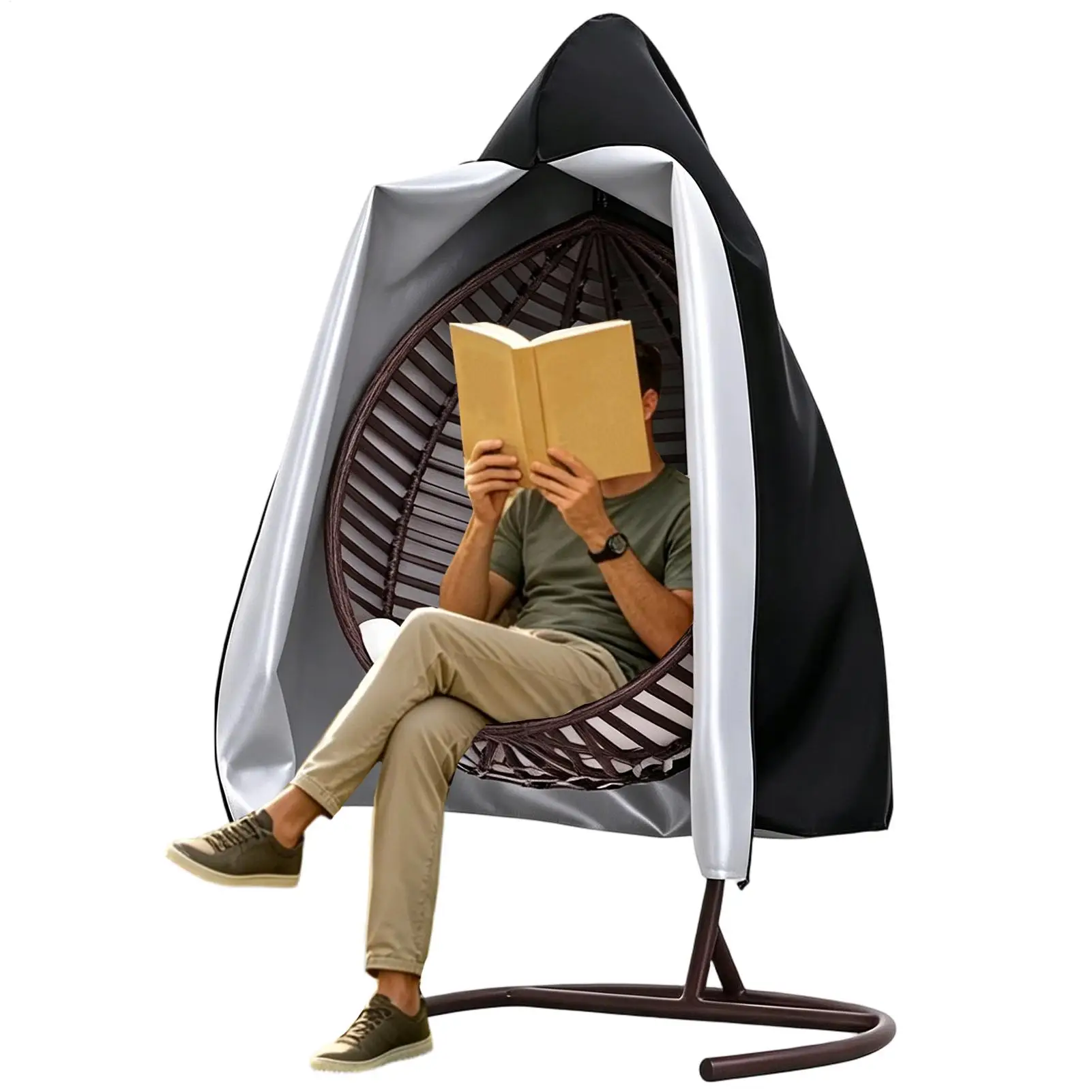 Outdoor Hammock Chair Cover, Zipper Drawstring Suspension Chair Protective Cover Waterproof Dustproof Furniture Protection