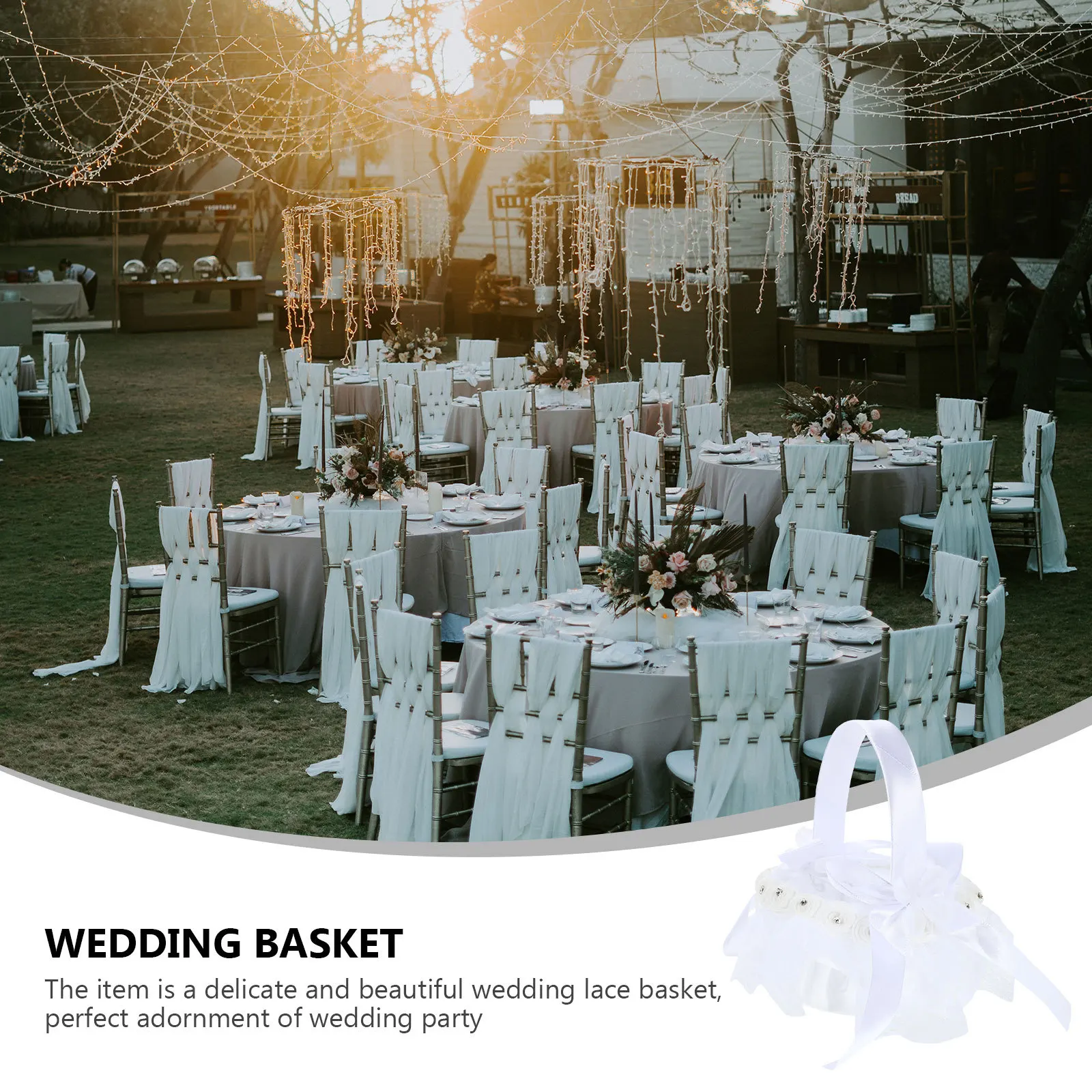 

1Pcs Wedding Lace Basket White Flower Ceremony Basket Romantic Party Decor Holding Flowers Candy Gifts Elegant Petal