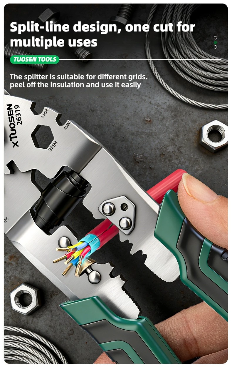 TUOSEN 8-Zoll-Seilschere aus Kohlenstoffstahl mit federbelastetem Griff zum Schneiden von Drahtseilen und Kabeln bis zu 6 mm Y5GB – Detail 4