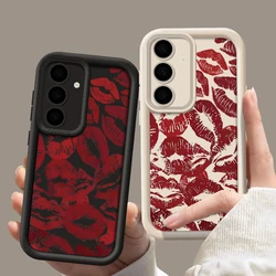 Red Lips Pattern Case For Samsung Galaxy A57 A37 A17 A56 A15 A55 A16 A54 A53 S26 S23 S22 Ultra Plus S24 FE S25 Edge Phone Cover