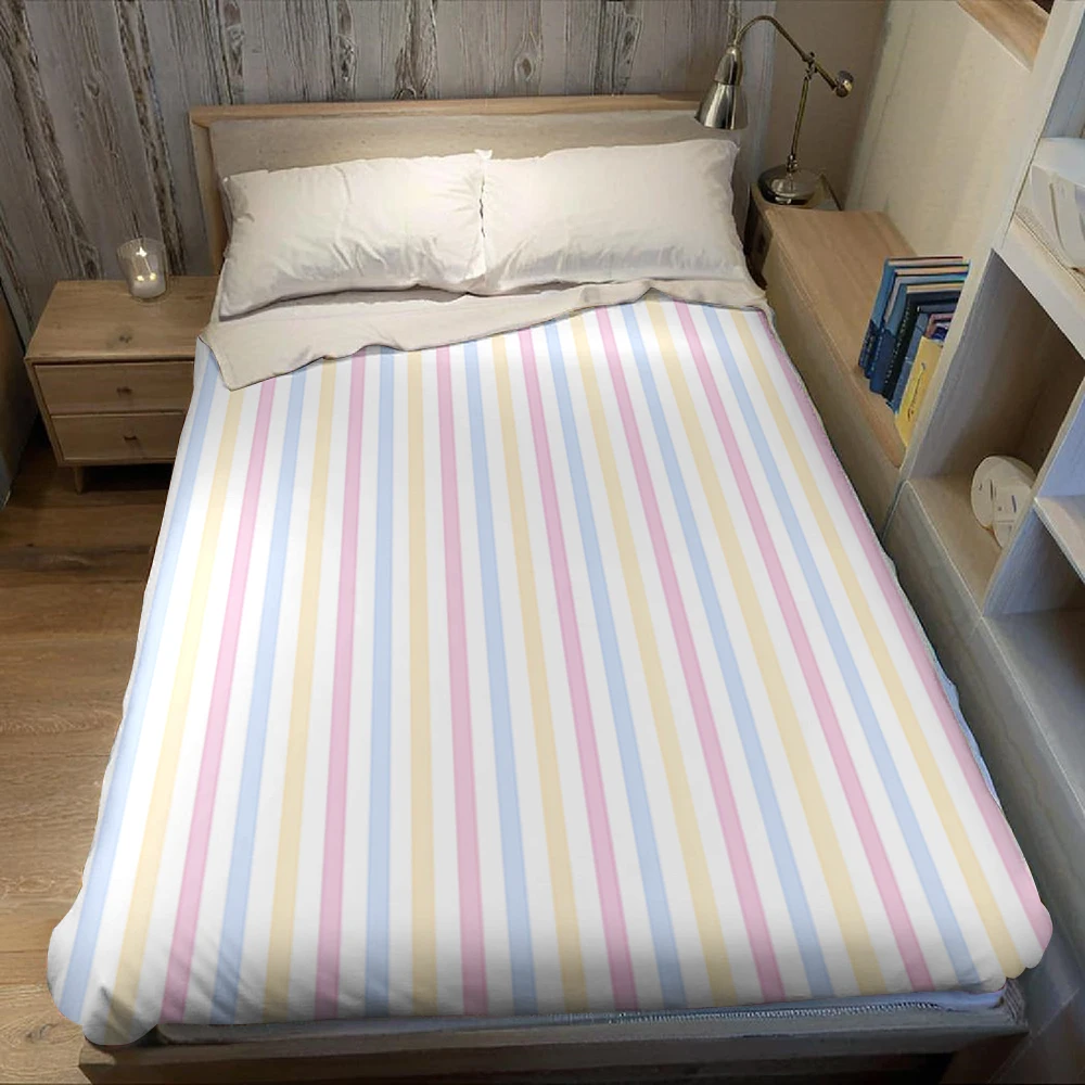Orange Pink Vertical Stripes Warm Flannel Fleece Blanket Thick Soft Cozy Throw Blanket for Winter Bed Couch Plush Bedspread - view 5