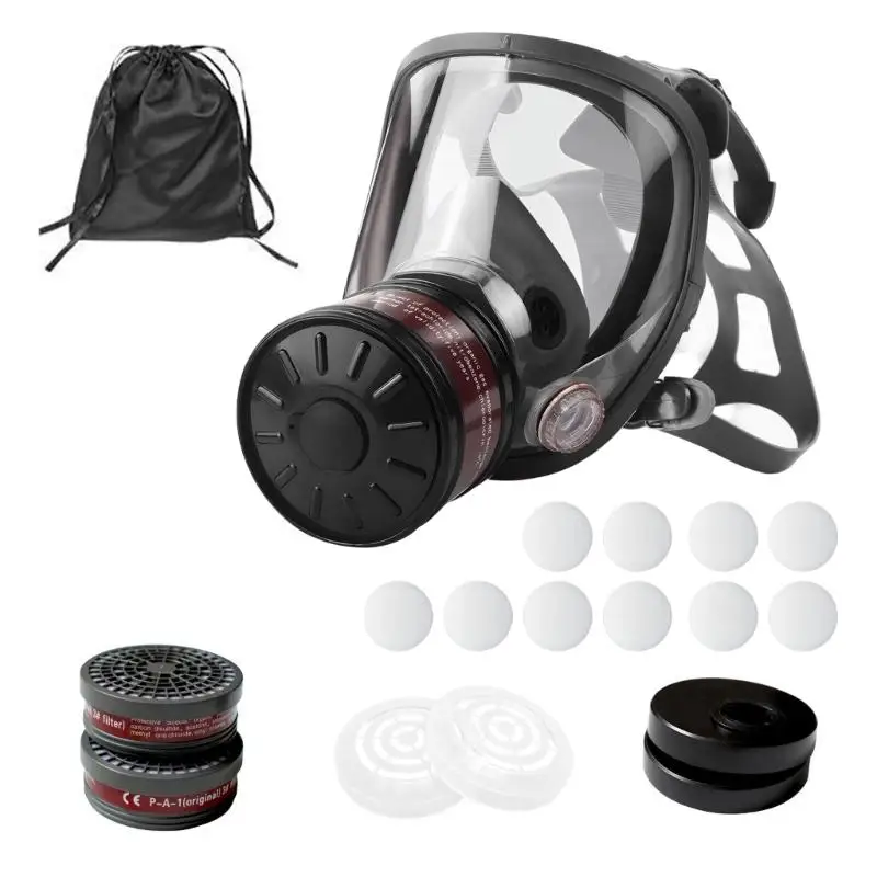 Y1UB Full Face Respirator Mask Protective Face Mask Including Filter System Efficient Filtration For Worker Safety