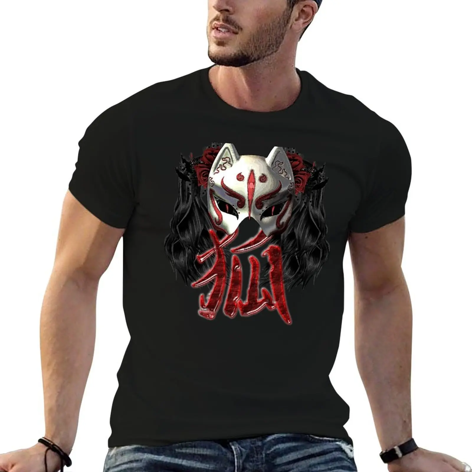 

KITSUNE WARRIOR T-Shirt t shirts for man slim fit funny t shirts cotton cotton t shirts man 100% T-shirt