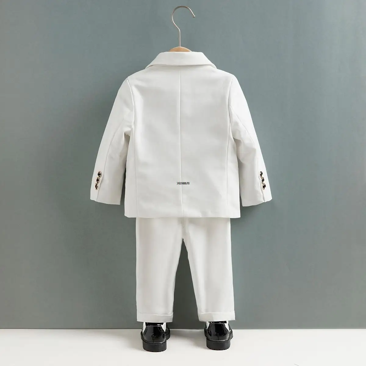 Children White Wedding Suit Kids DIY Jacket Pants Botwtie Photograph Suit Flower Boys Birthday Tuxedo Party Dress Dance Costume