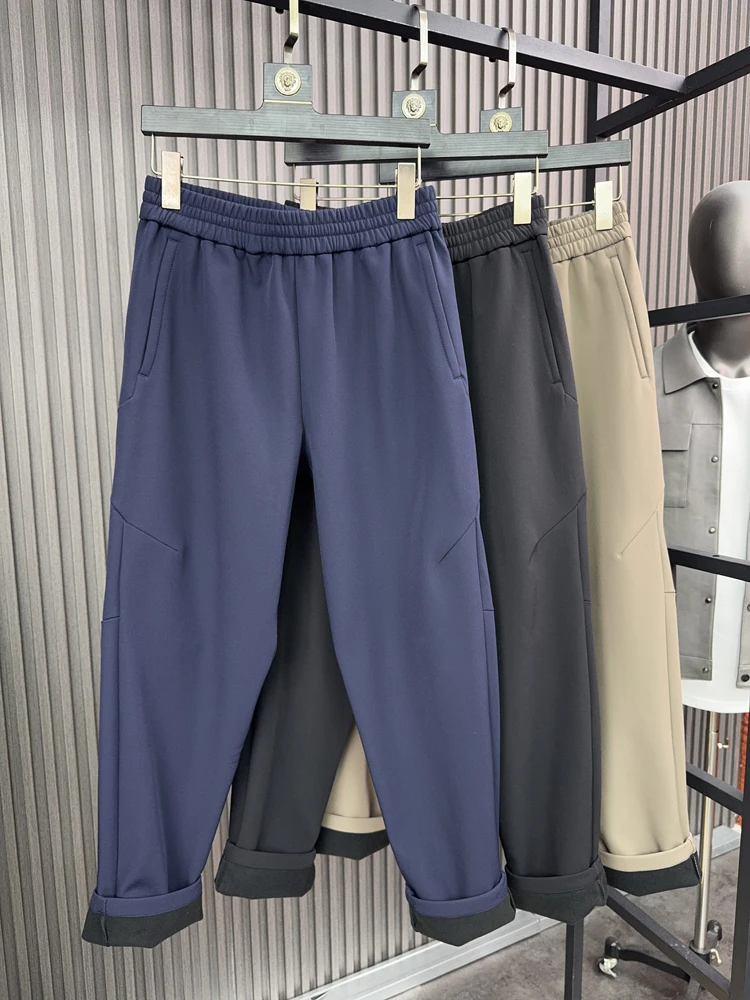 

Men's Faion Thiened Fce Lined Slim Fit Straight Leg Casual Pants Autumn Winter Warm Sli 3D Tailoring Pampa&