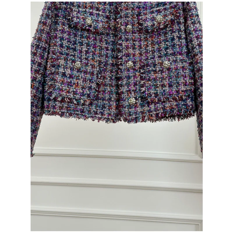 Fragrance Round Neck Tassel Casual Short Jacket Women Fashion French Vintage Tweed High-quality Autumn Winter lady Jacket