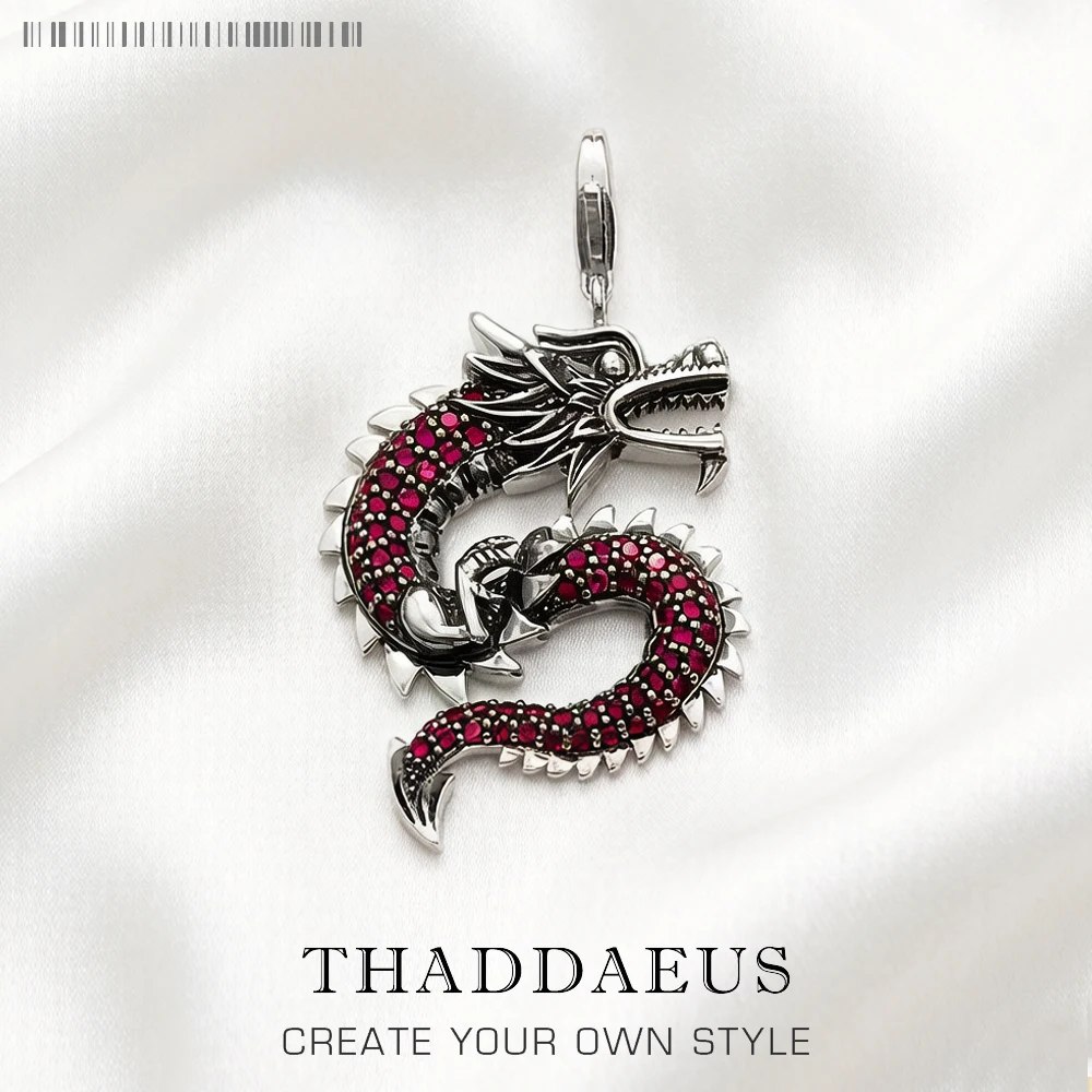 Pendant Red Dragon Winter 925 Sterling Silver Fashion Jewelry Europe Ethnic Trendy Accessories Gift For  Woman Men