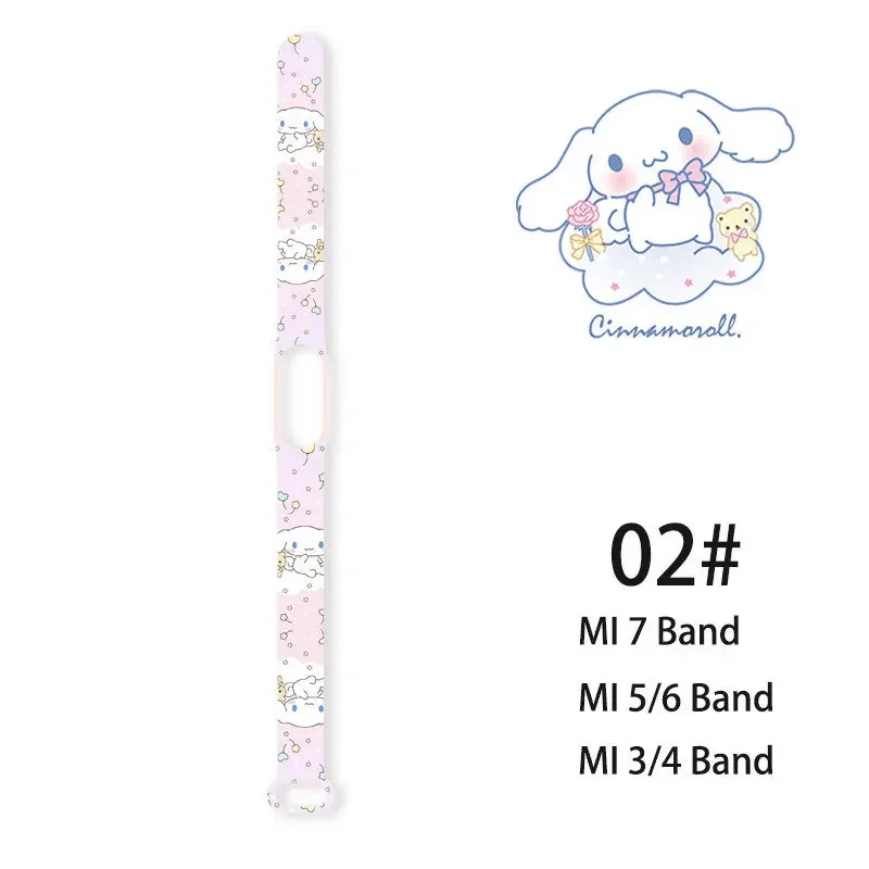 Sanrio Cinnamoroll Silicone Strap for Xiaomi Mi Band 7 6 3 5 4 Cute Anime Wristband Replacement Bracelet for Mi Band Accessories