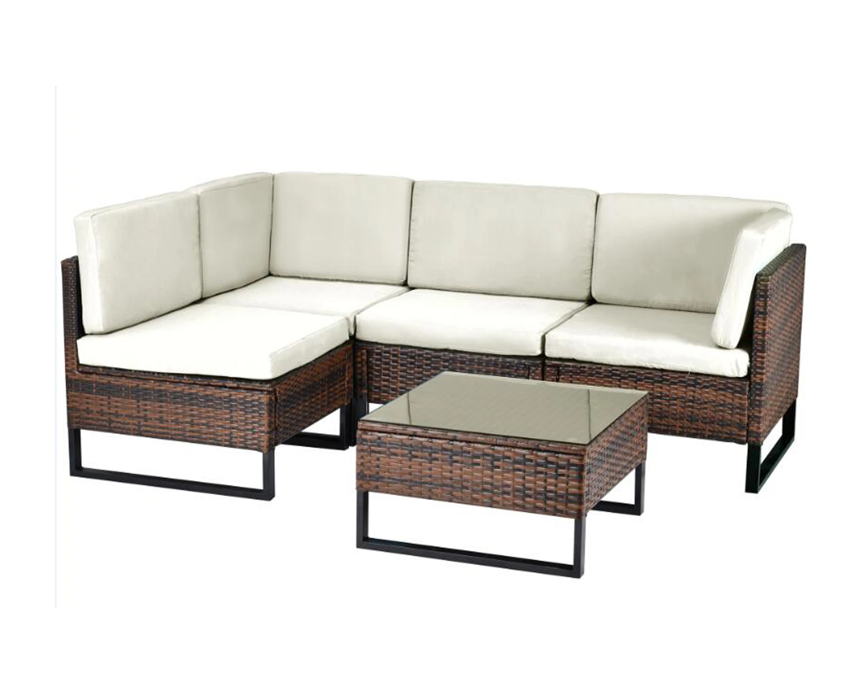 American Style Modern All Weather L Shaped Garden Furniture Set Rattan Corner Sofa Set