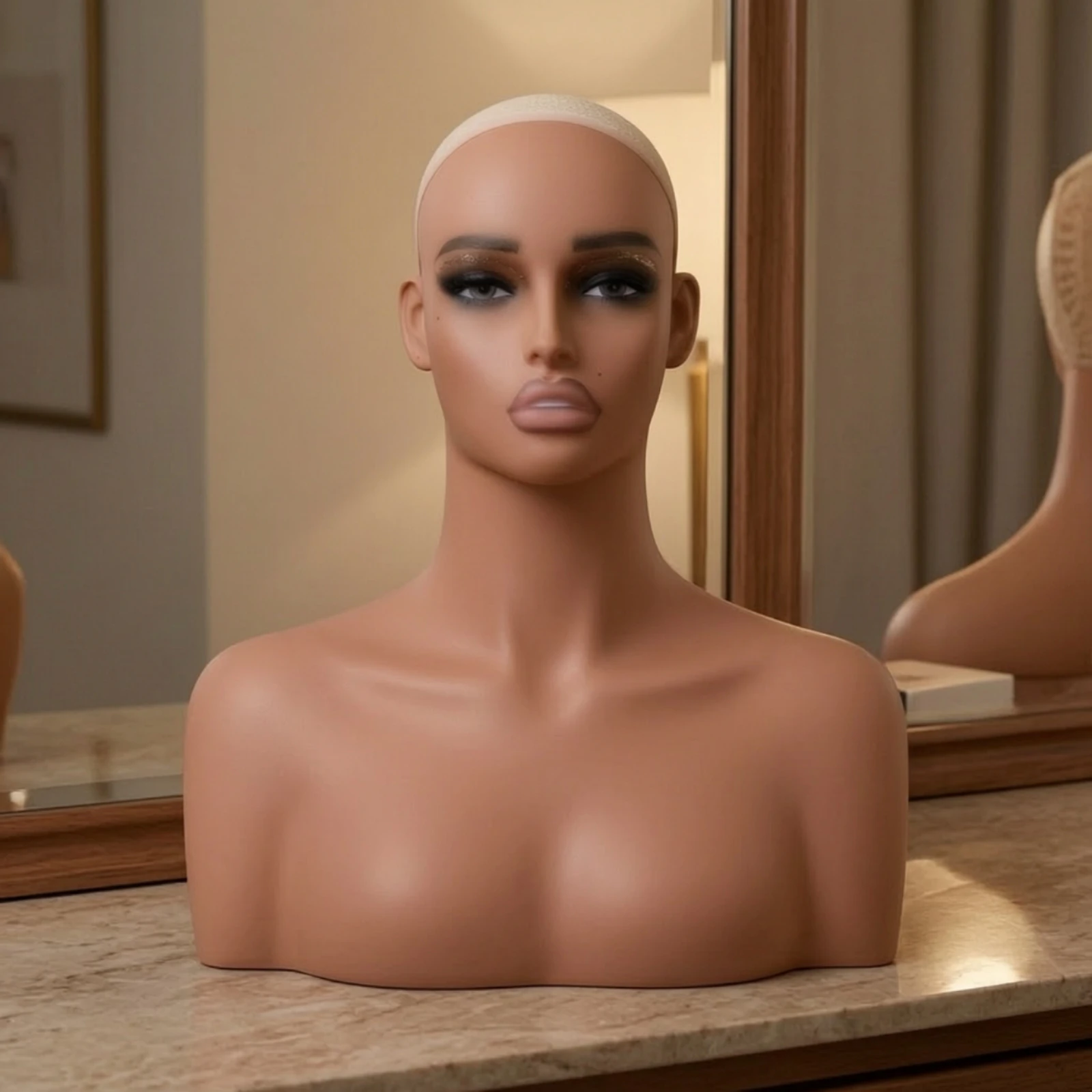 Adult Female Mannequin Head Life-Size Display Mannequin Head with Molded Facial Features Salon-Style Sturdy for Boutique Owners