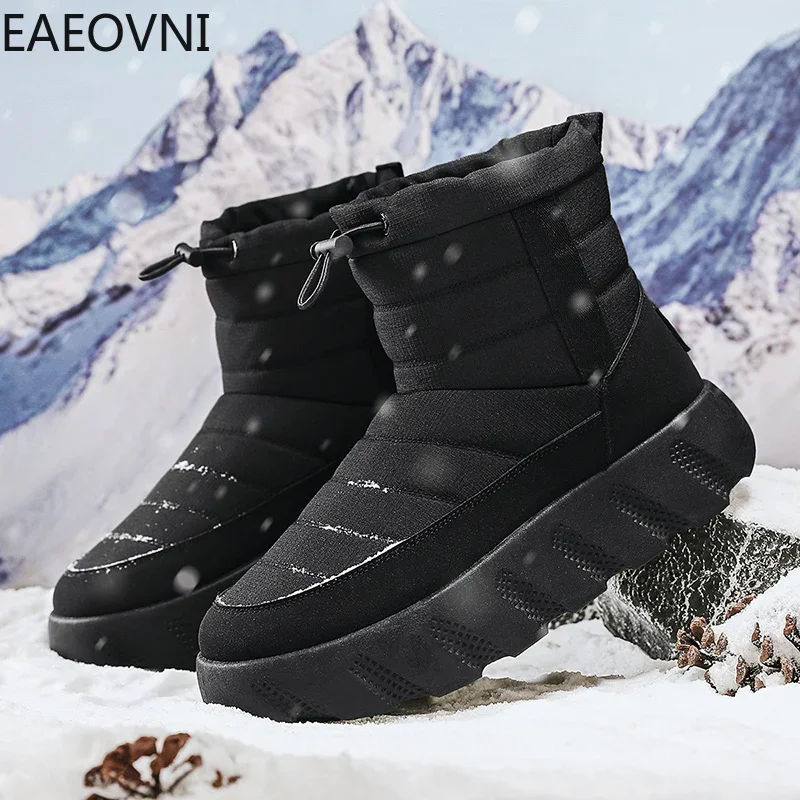 Ankle Snow Boots Man Working Outdoor Shoes Winter Plus Cotton Casual Mans Shoe Slip-on Fashion Classic Male Boot New Arrival