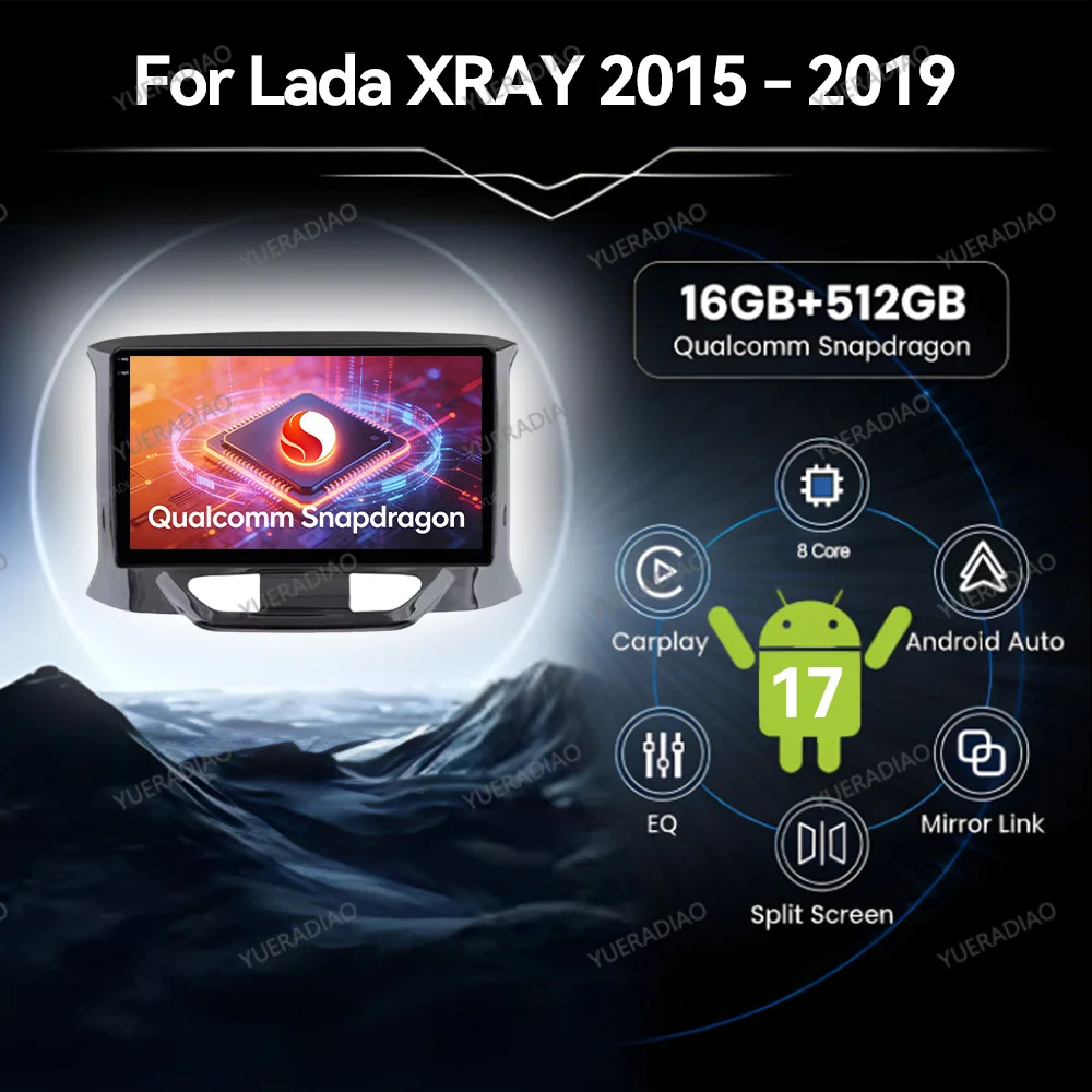 Android 17 Car Radio For LADA Xray X Ray 2015 - 2019 QLED GPS NAVI Multimedia Video Player 4G WIFI Qualcomm Head Unit BT 2DIN