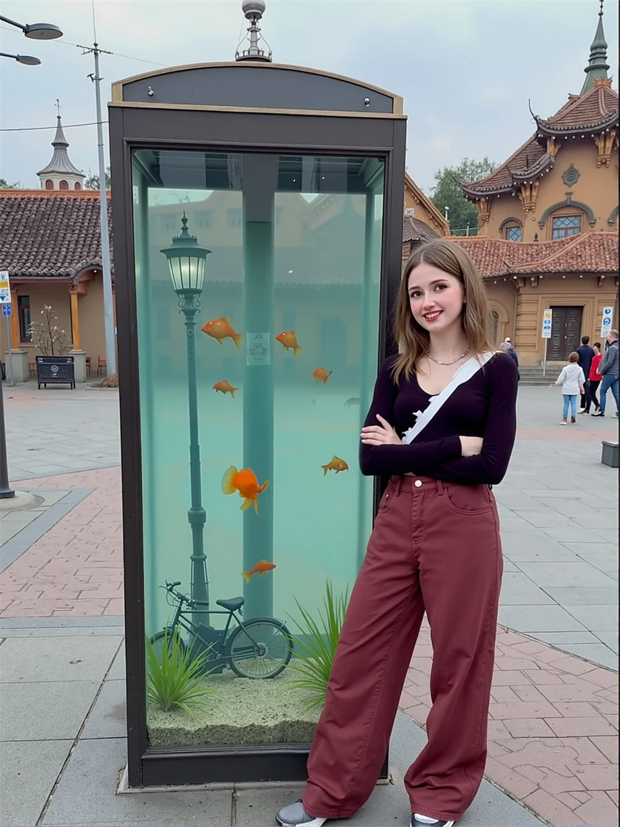 Floor Wide Leg Red High Waist Jeans Cloth For Woman Denim Pants Summer Women Spring Printed Straight-Fit Dancing Festival Casual