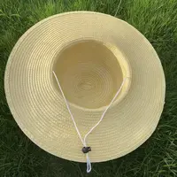 Summer Simple Straw Hats Women Men Wide Brim Beach Sun Hat Uv Protection Fishing Caps Farm Straw Hat With Windproof Rope Panama - Image 4