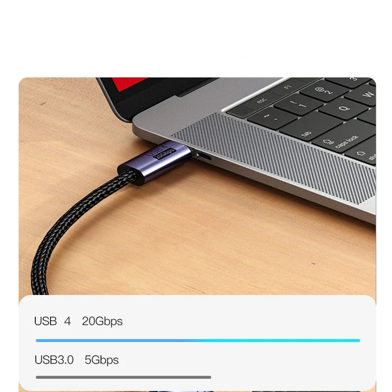 USB4 Elbow Cable 2m 3m USB4.0 Thunderbolt3/4 8K@60Hz 20Gbps Data Transfer 100W 5A Fast Charging Cord for Macbook Pro USB Type C