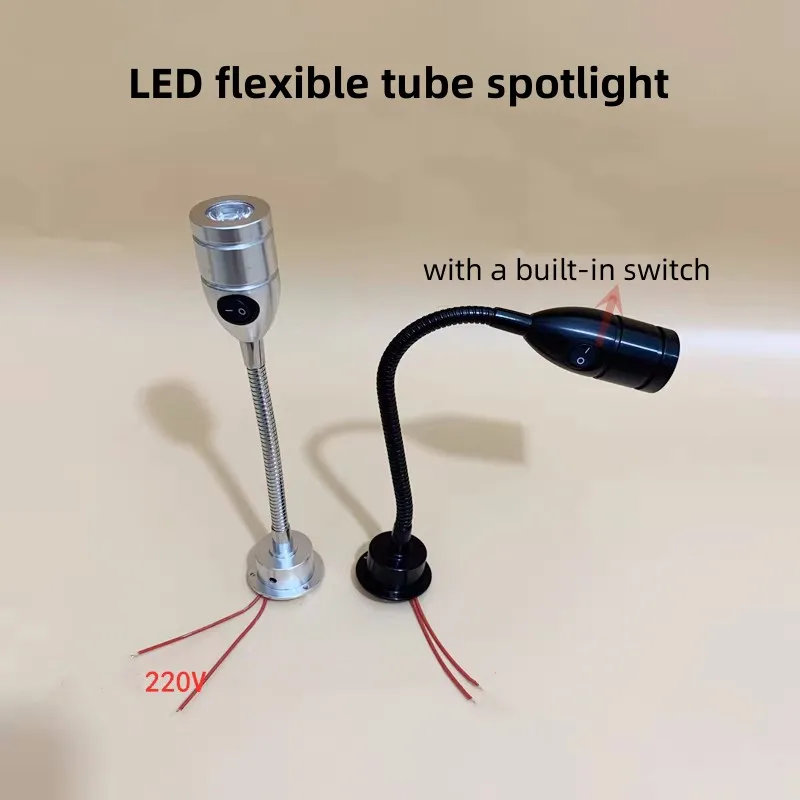 

Светодиодный гибкий трубчатый шланг, 3 Вт, светодиодный прожектор, современный настенный светильник с переключателем, гибкая змеиная трубка, фокусируемый свет, 220 В, 12 В, 24 В