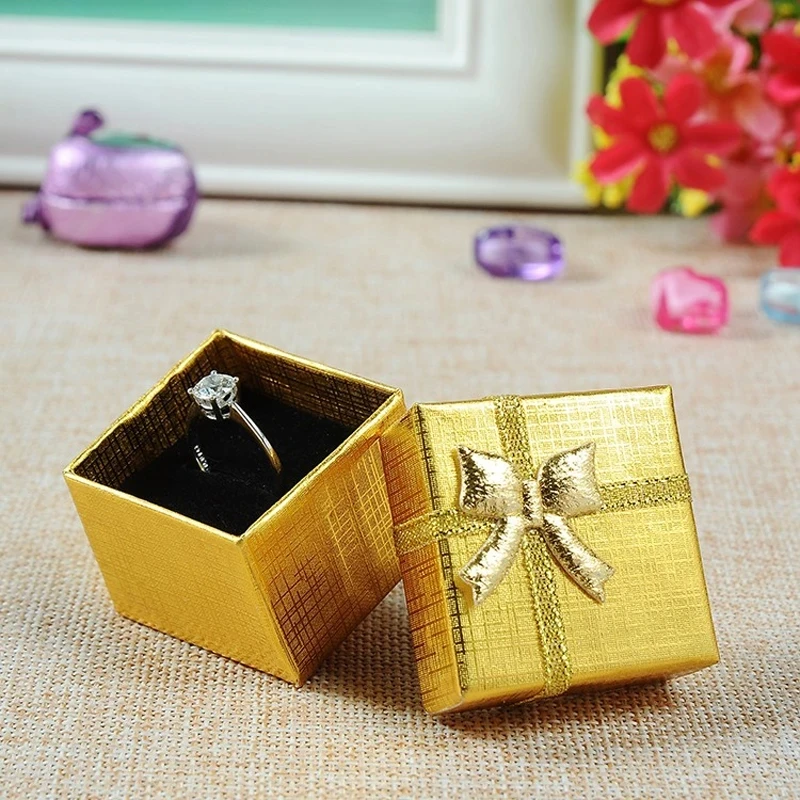 Jewelry Box With Black Sponge 4X4X3cm Small Square Cardboard Earrings Gift Box Fashion Jewelry Display Organizer Packaging