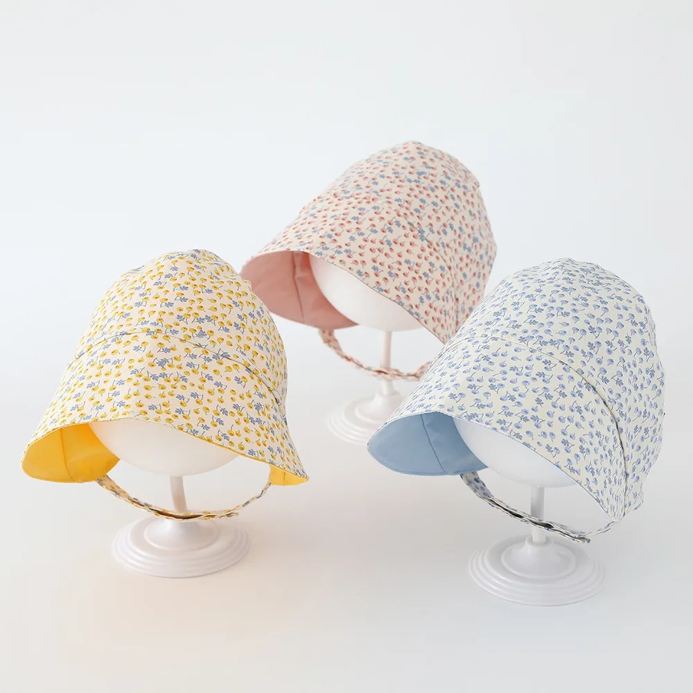 

Fashion Soft Baby Floral Hat Double-sided Cotton Sun Hat Breathable Sun Protection Large Brim Court Hat