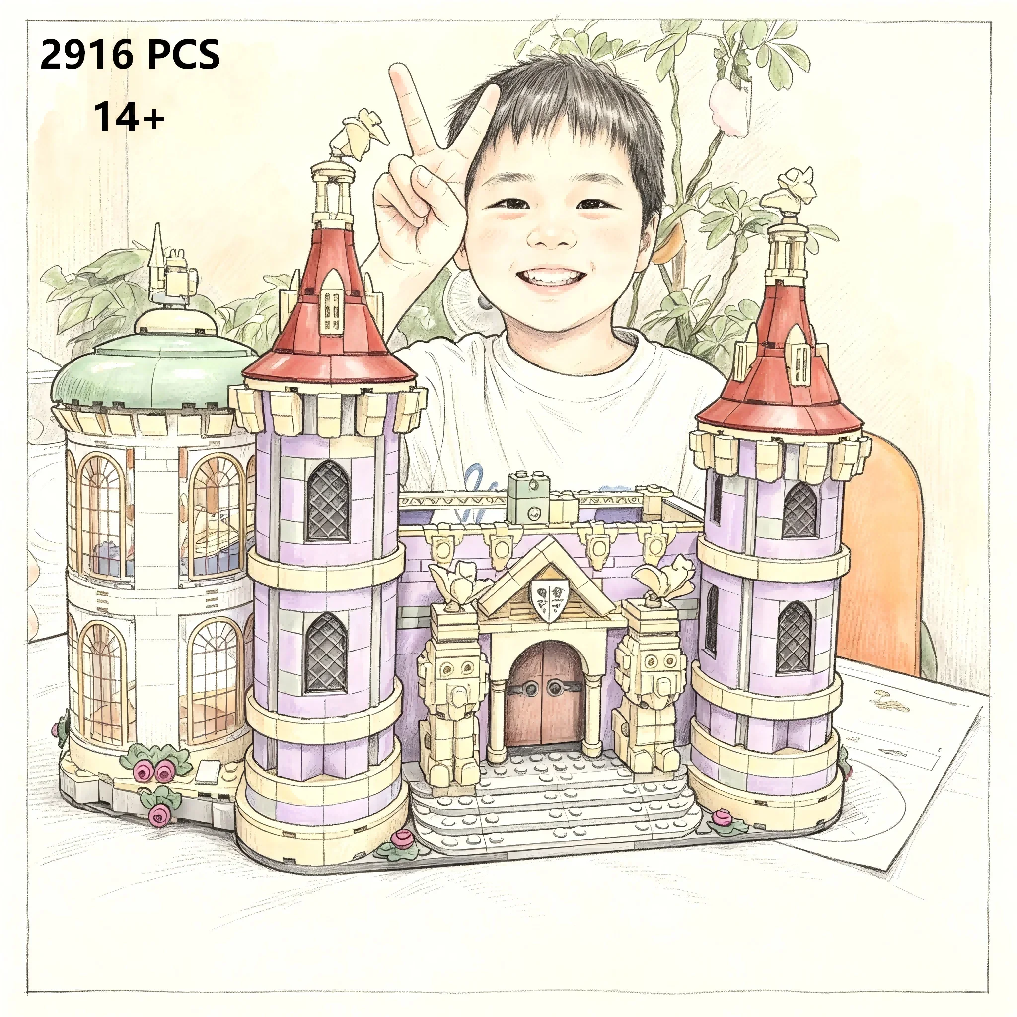 MOCS The 2026 New 2916PCS Fairy Tale Castle Assembly Home Décor Large Figurine is perfect for holiday Christmas gifts.