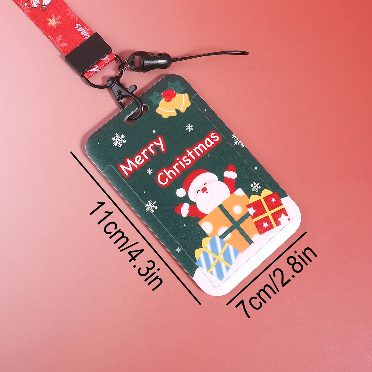Christmas ID Card Holder with Lanyard Cute Santa Reindeer Snowman Tree Badge Holder Neck Strap Card Case Holiday Gift