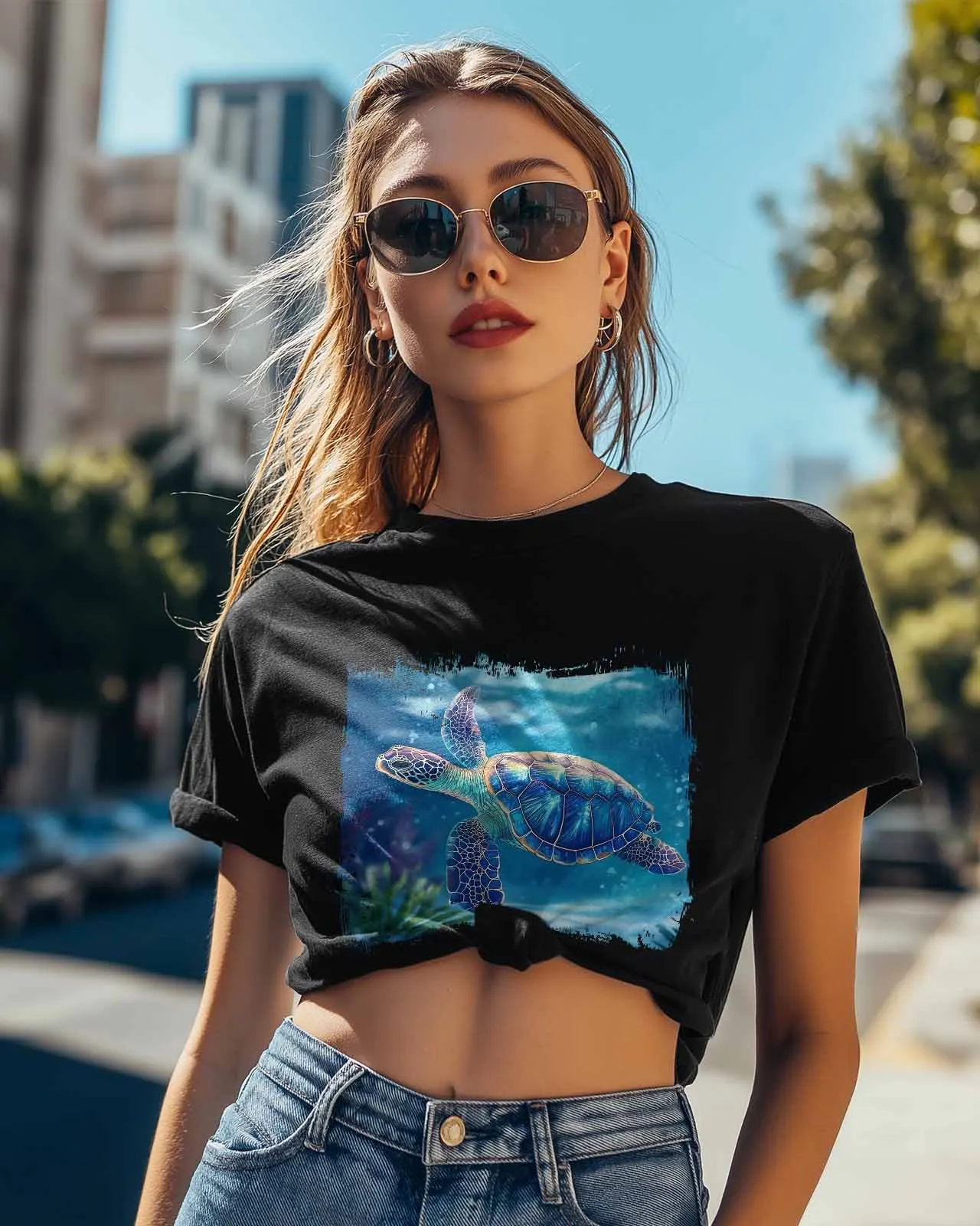 Marine Sea Turtle T-Shirt Lover Gift Sweatshirt Fitness T-shirt Short Sleeve O-neck Clothing Tops