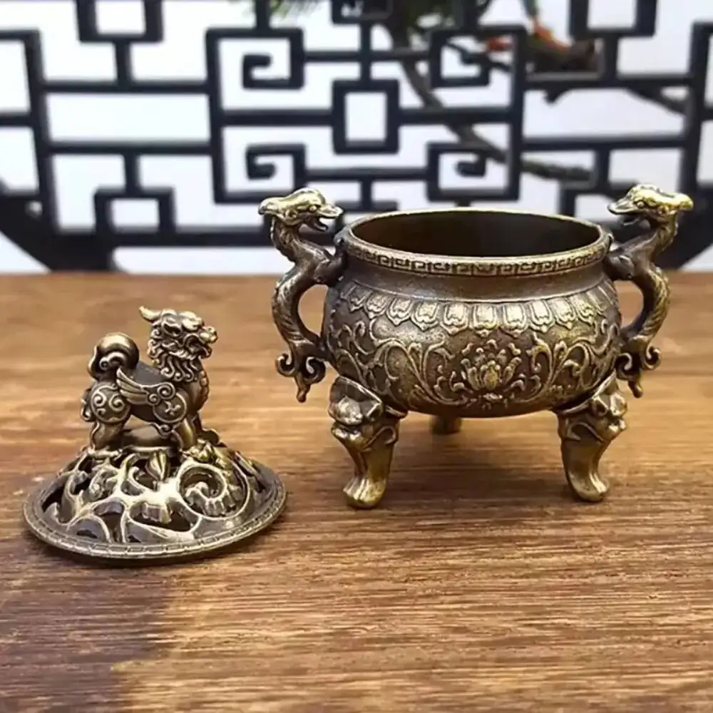 

Alloy Hollow Out Mini Sandalwood Incense Burner Animal Foot Plate Three Legged Stove Tea Ceremony Home Decoration
