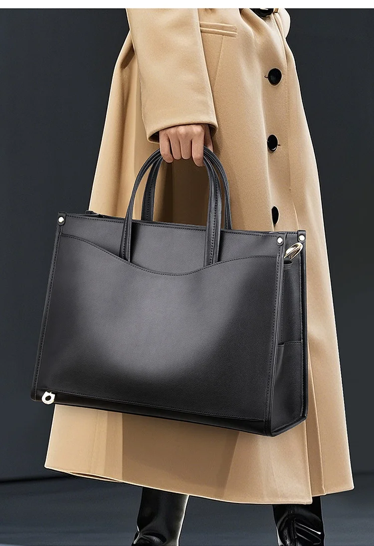 

Leather women's bag, large-capacity commuter women's handbag, new work computer bag, business casual single-shoulder bag