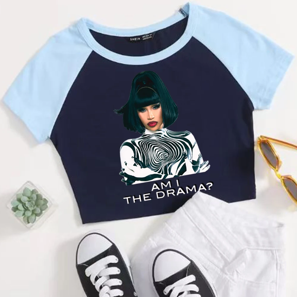 Cardi B Little Miss Drama Tour 2026 Crop Tops T-Shirt Girls Fashion Women O-Neck Short Sleeve