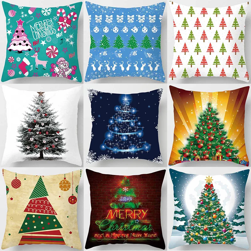 Christmas Decoration Trees Pillow Covers  Christmas Snowman  Short Plush Velvet Thick High Quality Pillow Cases Cushions Cover