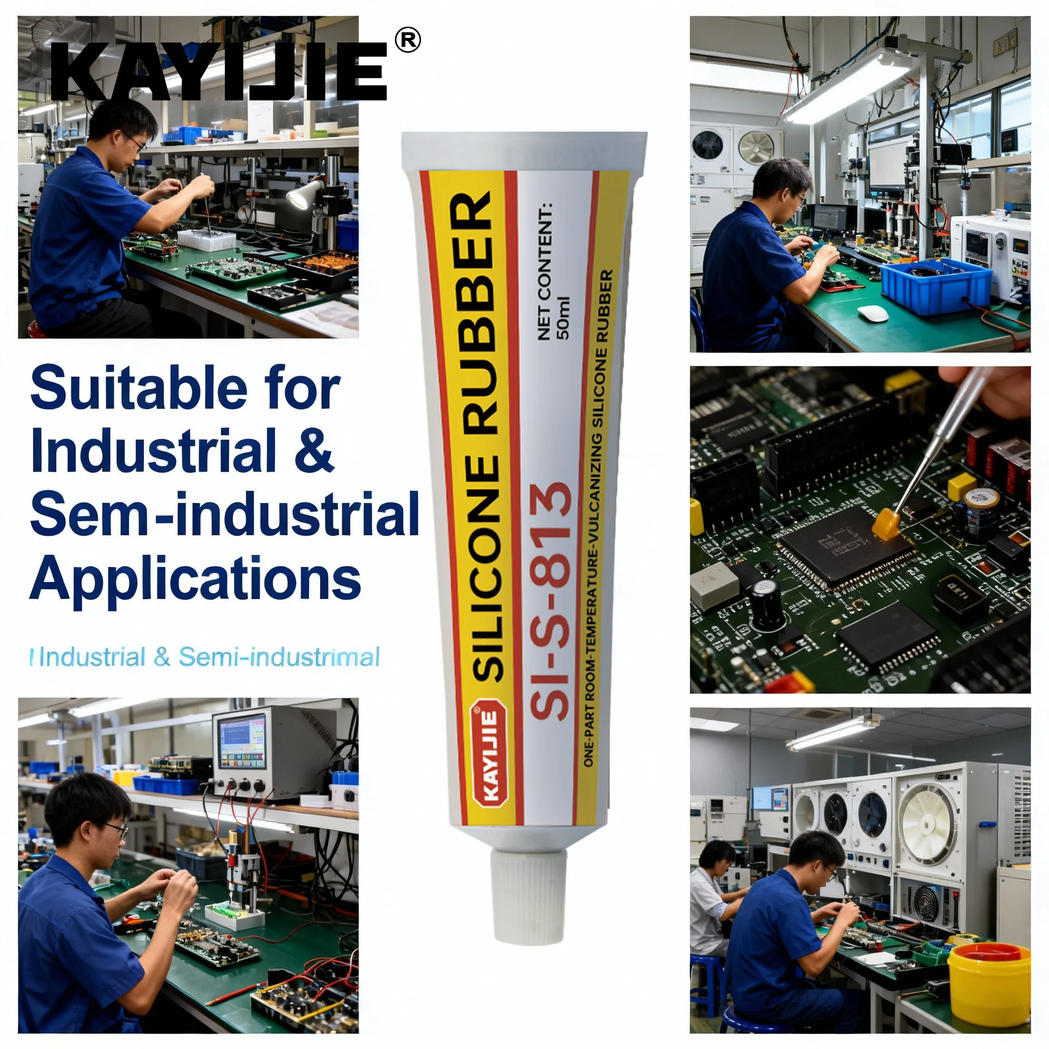 KAYIJIE SI-S-813 High Quality 85g RTV Silicone Sealant Clear Liquid Glue Premium Adhesive Water-Resistant Rubber Made Seala