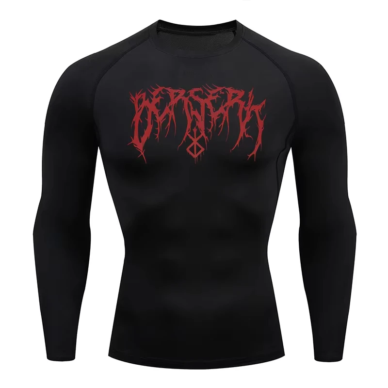 Gym Workout Rash Guard for Men Athletic Quick Dry Compression Shirts Berserk Print Tshirts Tees Tops Undershirts Baselayers 925