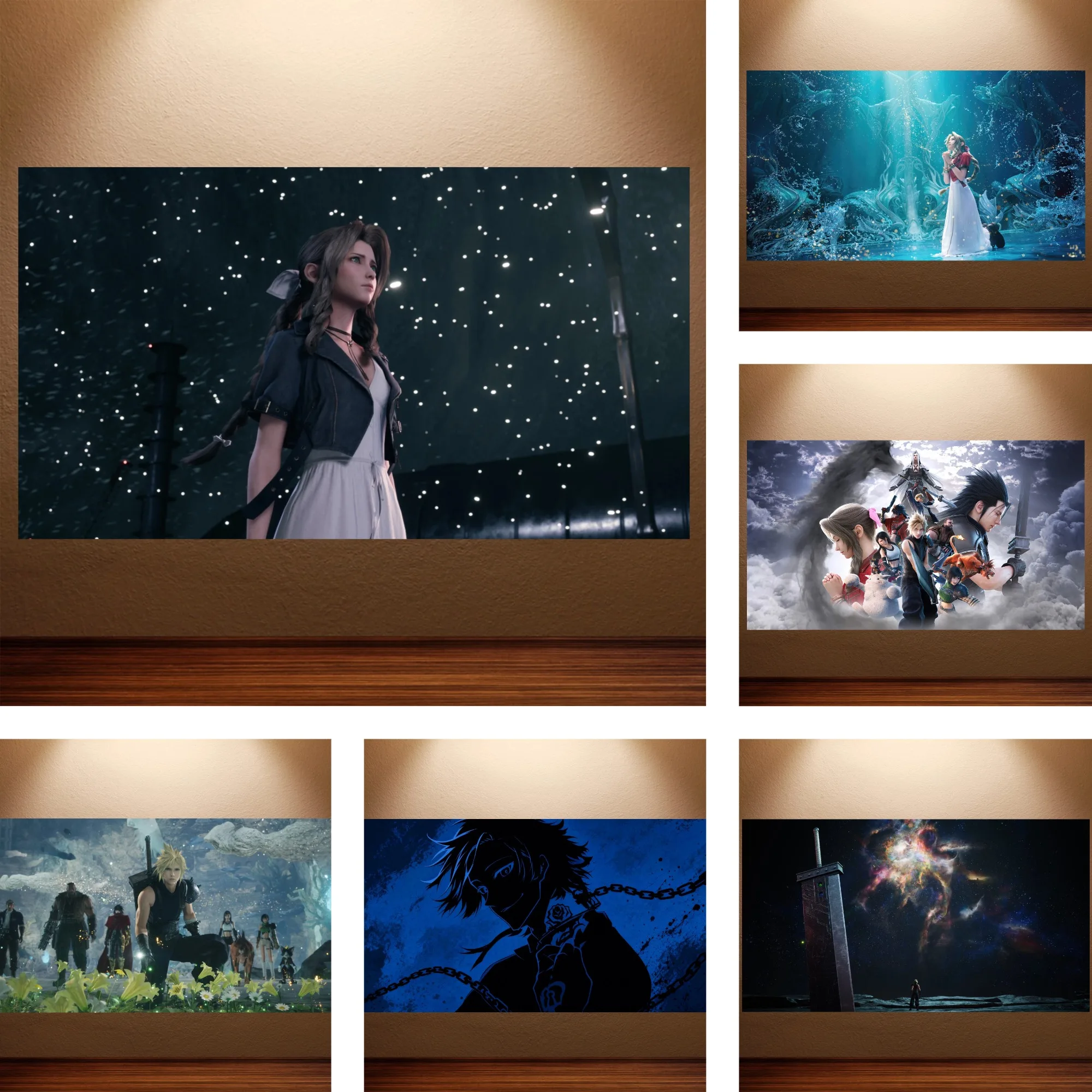 Final Fantasy 7 Poster Canvas Wall Painting Aerith Cloud Game Poster  Wall Decor for Gamers Bedroom Gaming Room Man Cave Hanging
