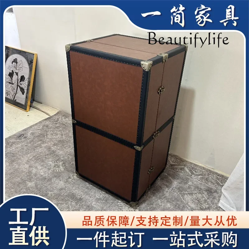 R mittelalterliche Retro-Möbel, Weinschrank im Kofferstil, französischer kreativer Beistellschrank, nordischer Modedesigner