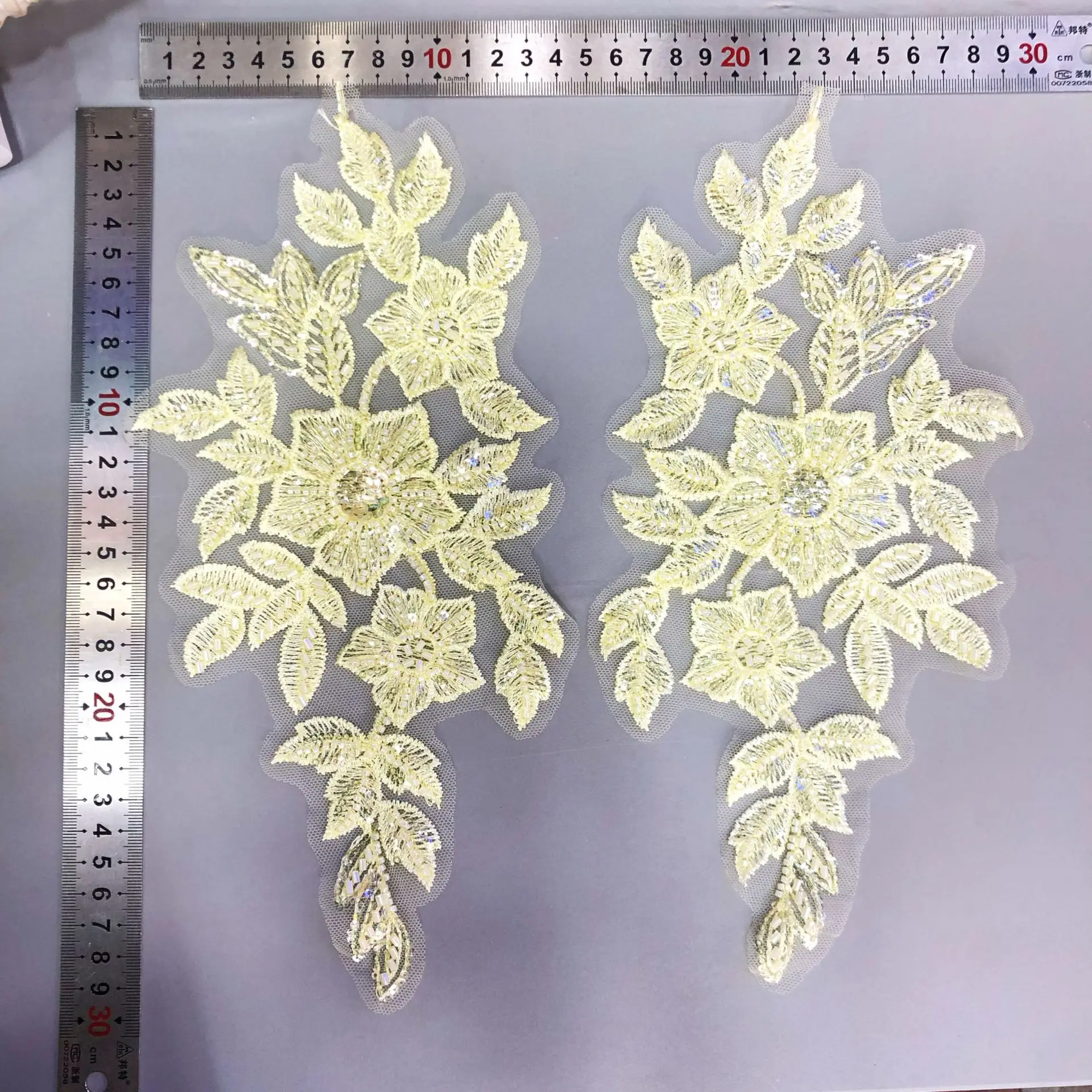 花柄パッチ、ビーズとスパンコール付きチューブ生地、チュールレ - Embroidery Youtube のレビューと価格
