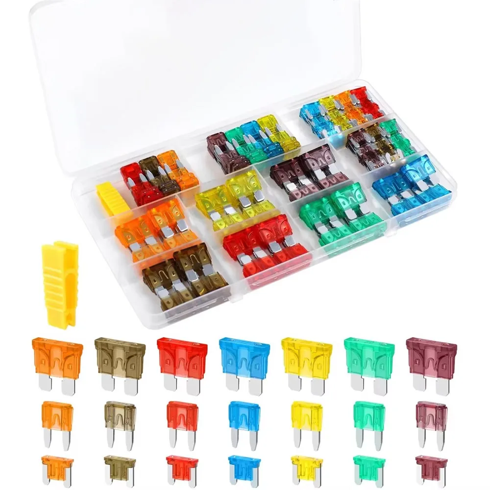 182PCS Fuses Assortment Kit, Blade Fuses  - Standard & Mini & Low Profile Mini Fuse (5A/7.5A/10A/15A/20A/30A/40A), for Boat, RV