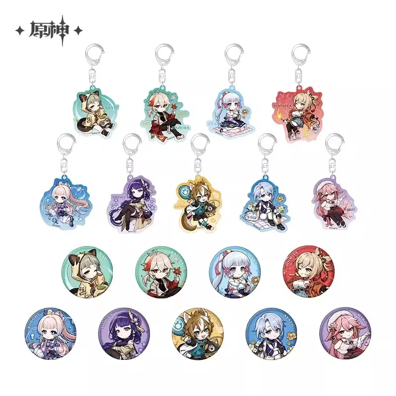 

[Genuine] In Stock Game Genshin Impact Q.ver Anime Character Chain Pendant Cosplay Cute Badge Halloween Gifts For Kids