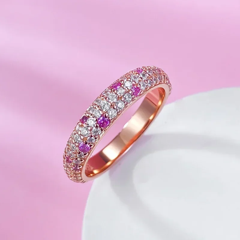 

New S925 Silver Sweet Pink Diamond Ring for Girls Spring/Summer New Exquisite Fashion Versatile gift Jewelry