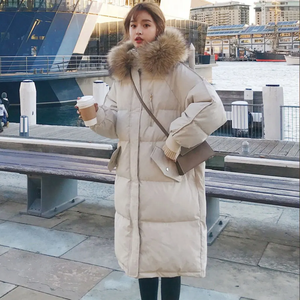 

Winter down Cotton-Padded Coat for Women Mid-Length Loose Korean Bread Style plus Size New